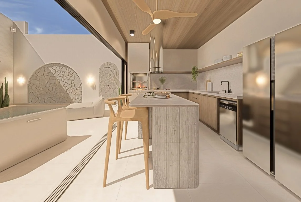 Casa Morada Caiçara - Ambiente integrado com tons claros